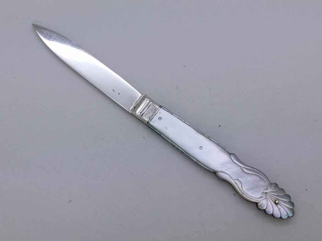 Early Victorian 1839 Sterling Silver & Mother of Pearl Fruit Knife, Sheffield