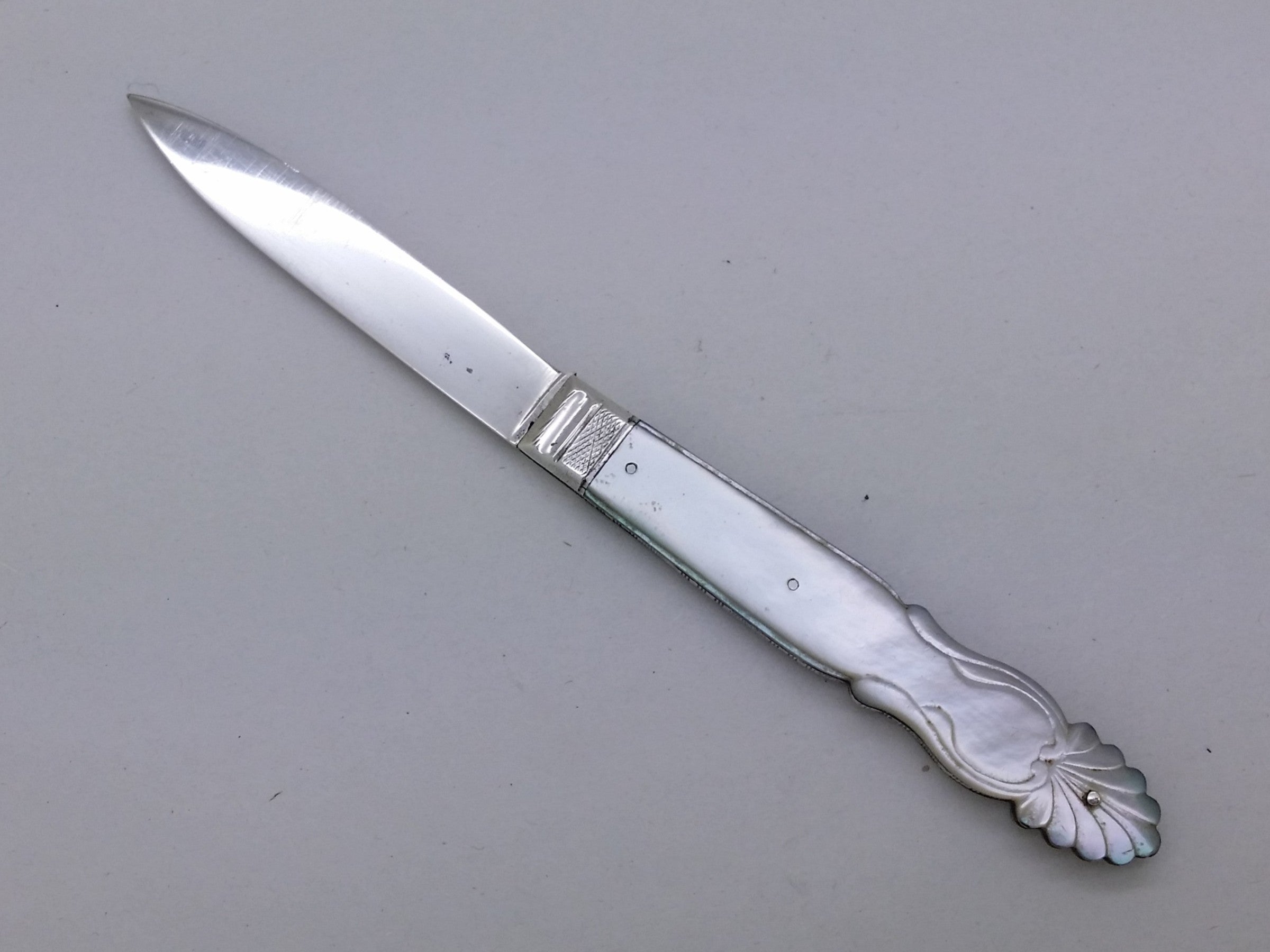 Early Victorian 1839 Sterling Silver & Mother of Pearl Fruit Knife, Sheffield