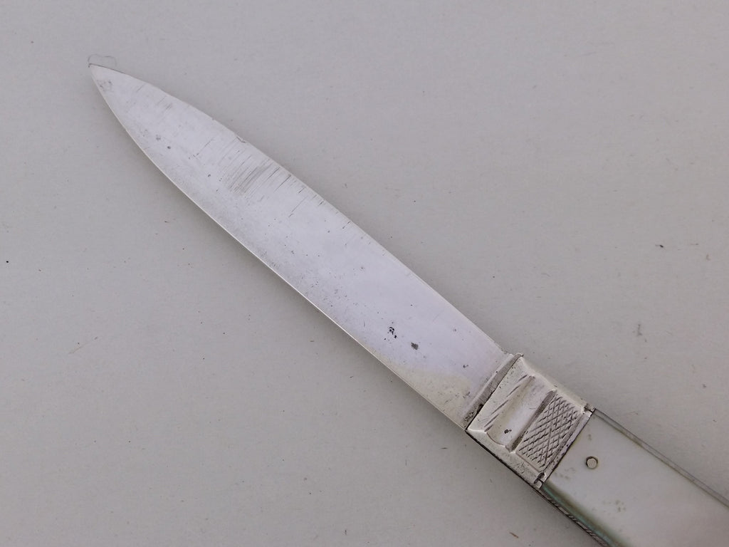 Early Victorian 1839 Sterling Silver & Mother of Pearl Fruit Knife, Sheffield