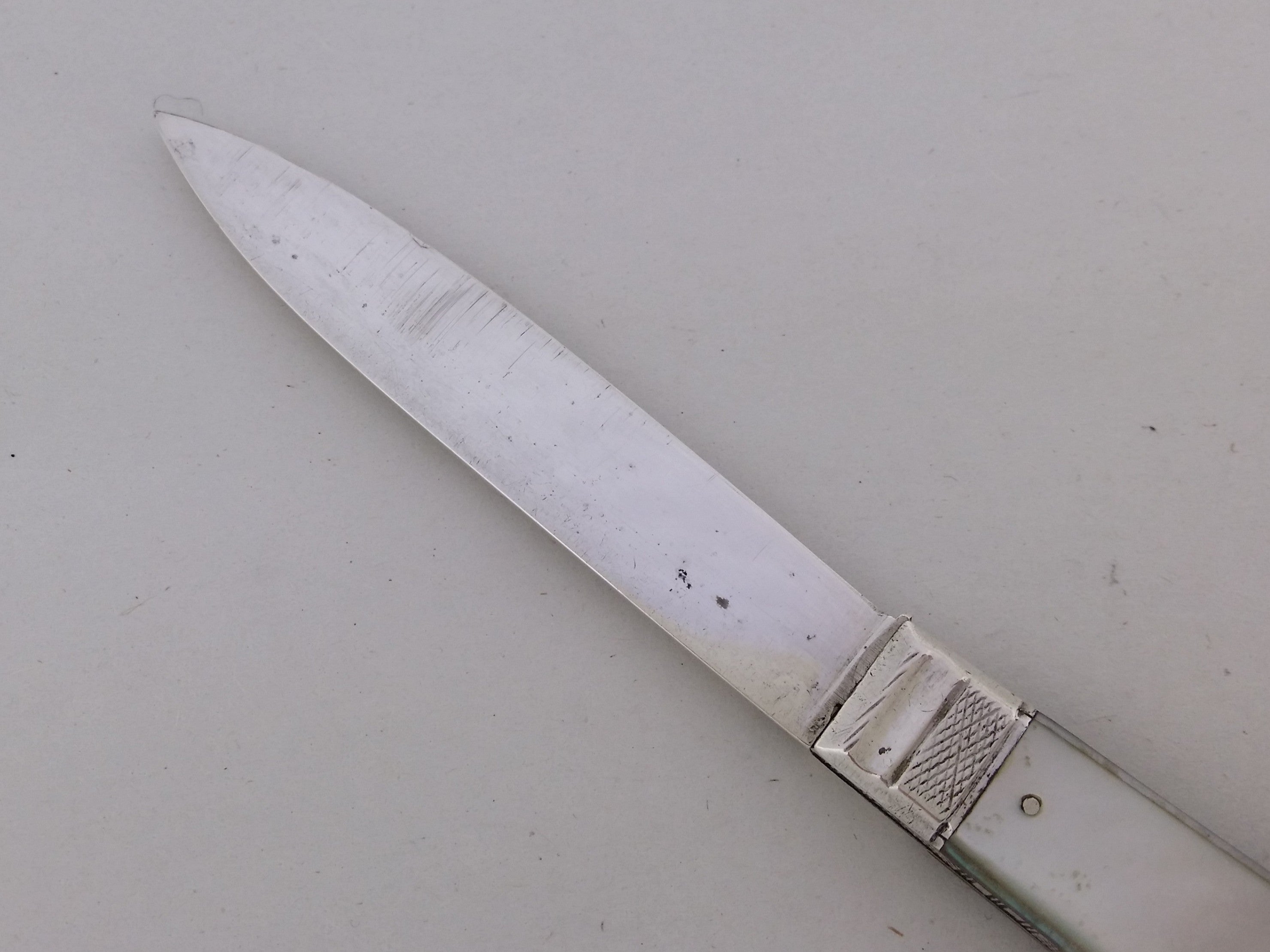 Early Victorian 1839 Sterling Silver & Mother of Pearl Fruit Knife, Sheffield