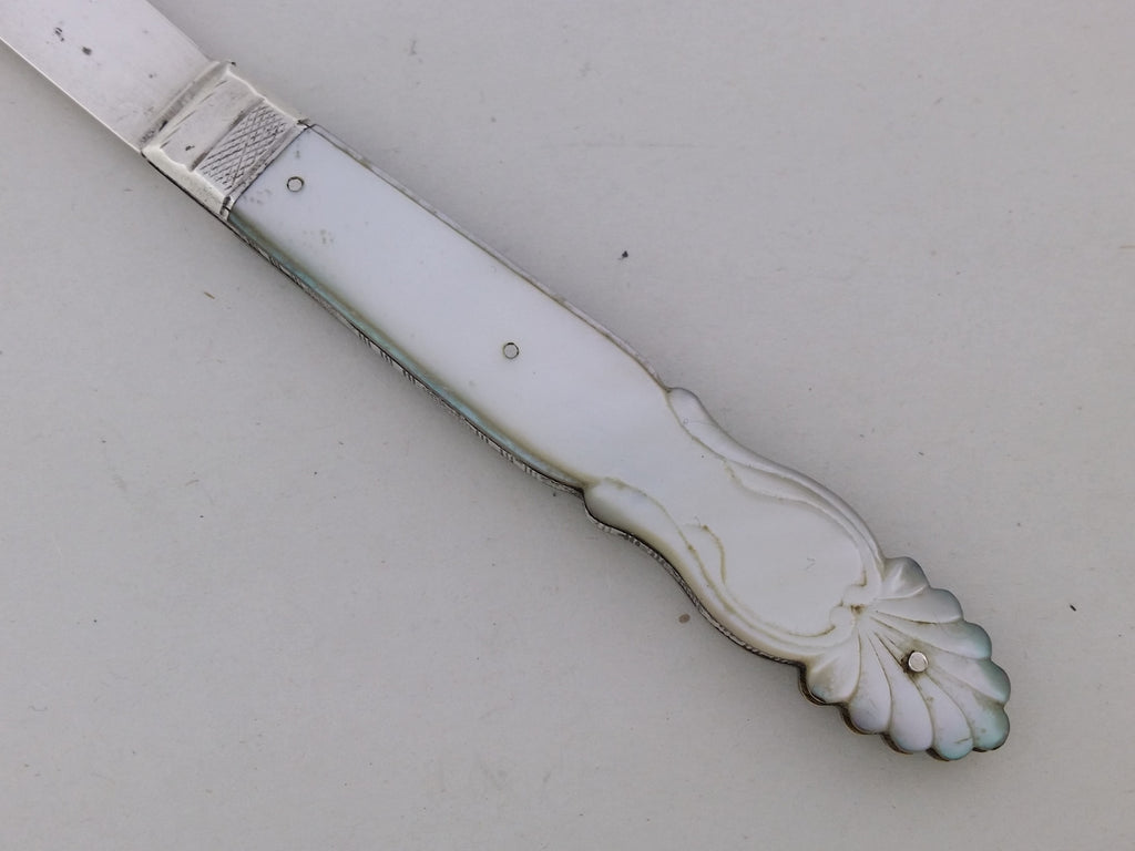 Early Victorian 1839 Sterling Silver & Mother of Pearl Fruit Knife, Sheffield