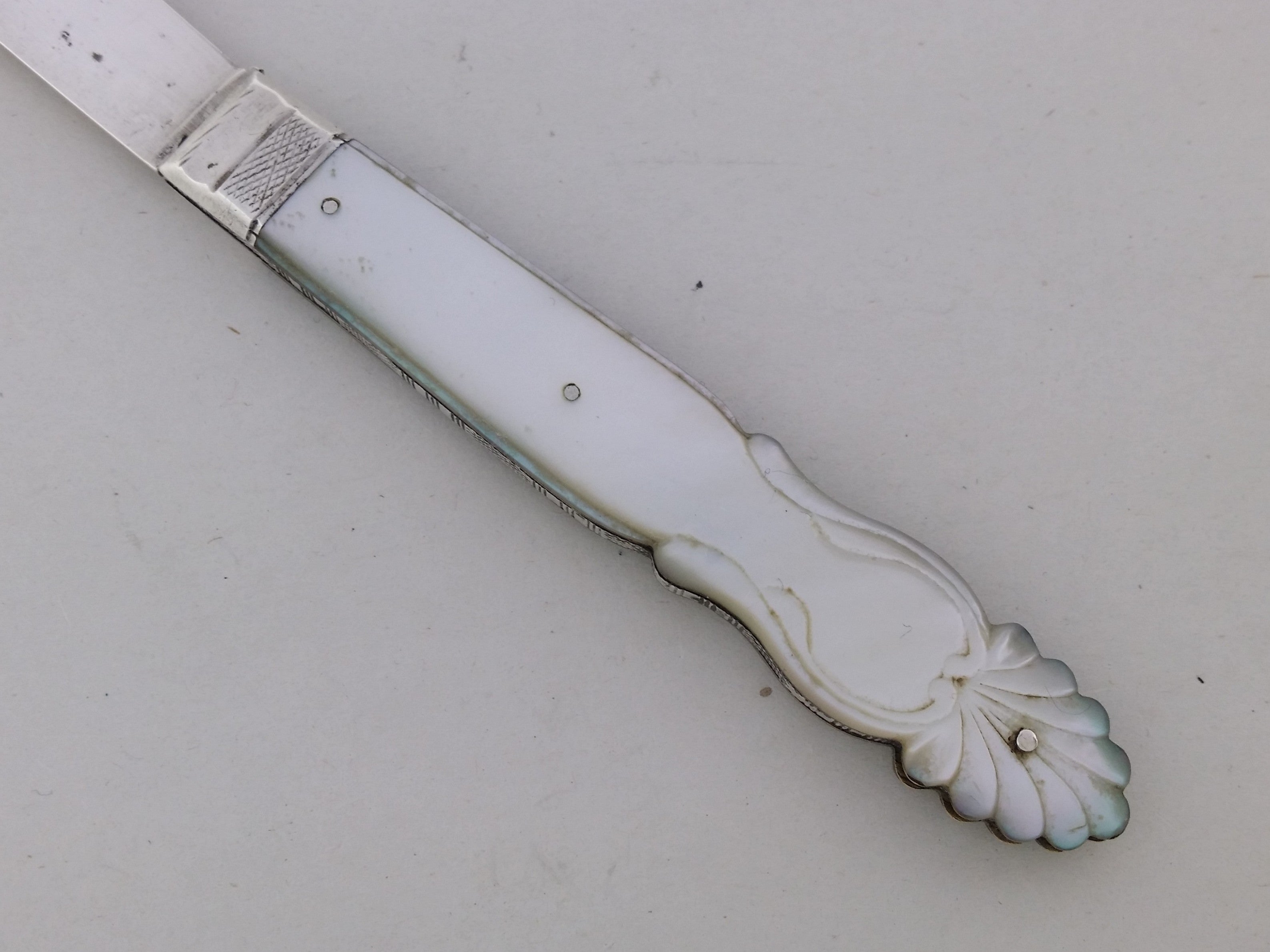 Early Victorian 1839 Sterling Silver & Mother of Pearl Fruit Knife, Sheffield