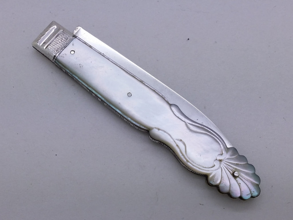 Early Victorian 1839 Sterling Silver & Mother of Pearl Fruit Knife, Sheffield