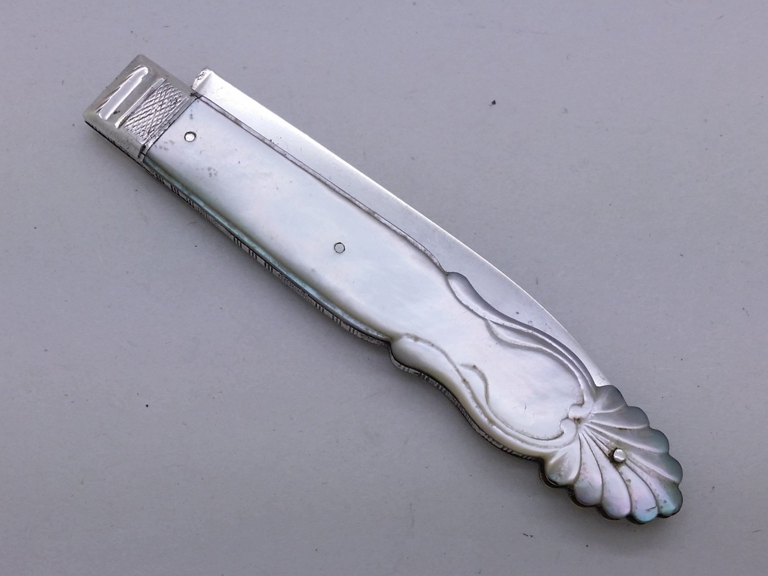 Early Victorian 1839 Sterling Silver & Mother of Pearl Fruit Knife, Sheffield