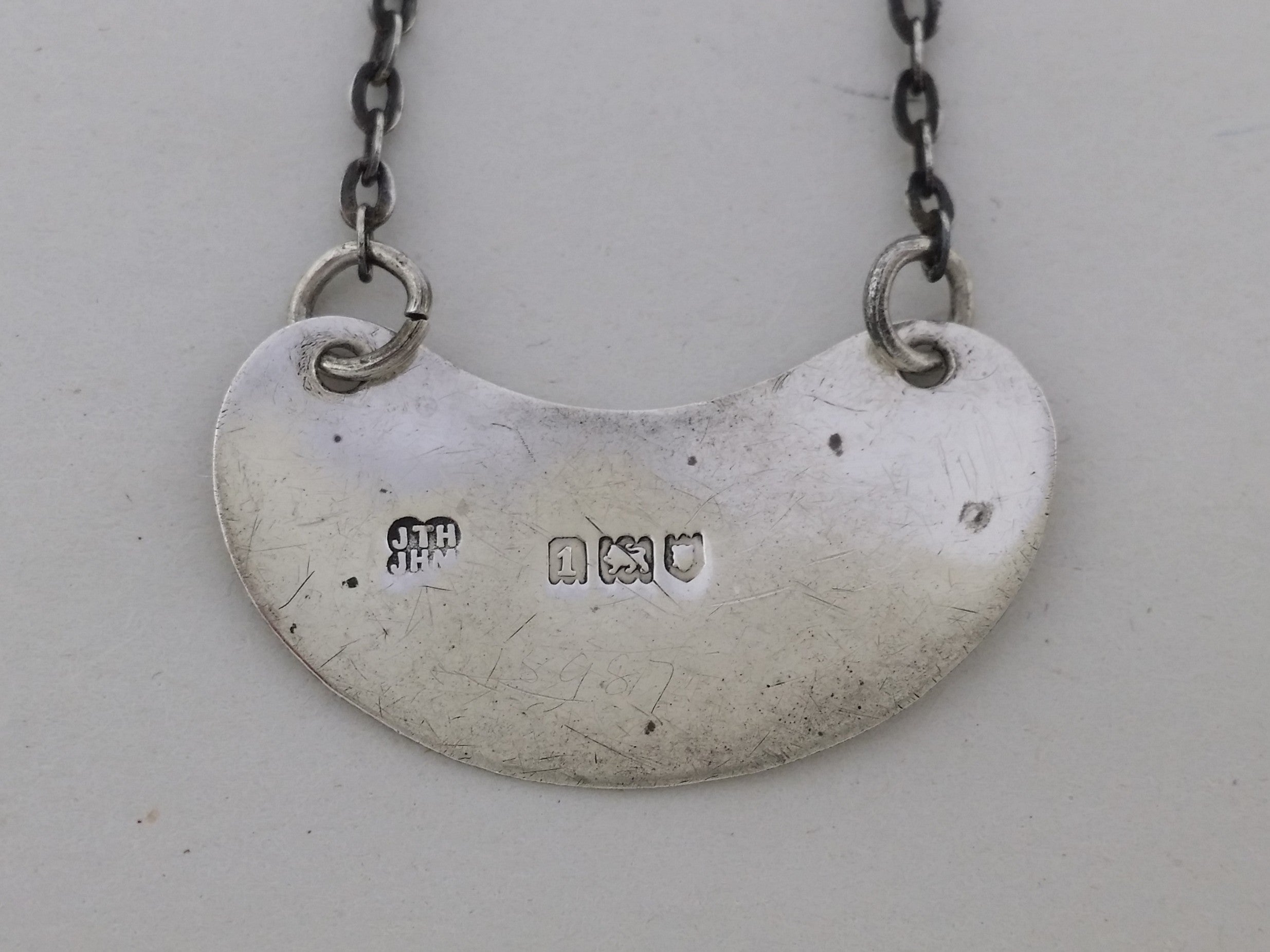 Edwardian 1908 Sterling Silver Whisky Noggin Decanter Wine Label, London
