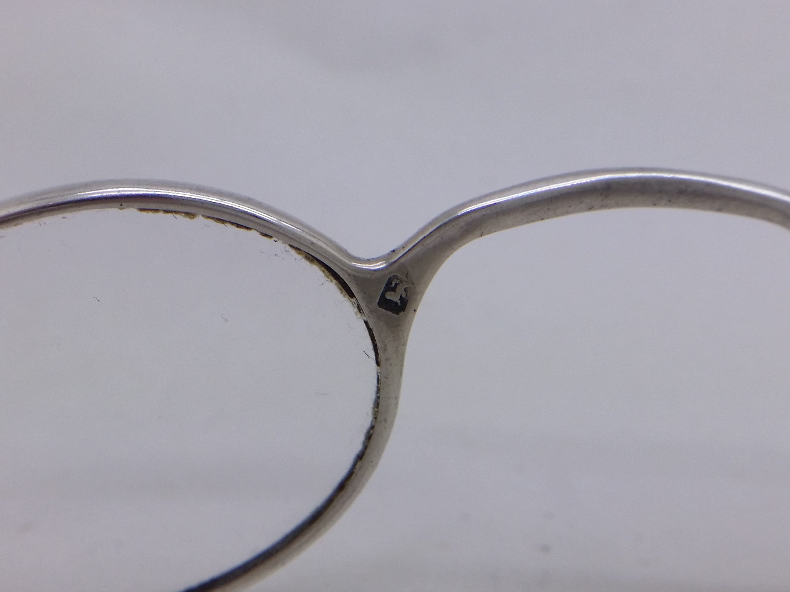 Lion passant hallmark on sterling silver framed spectacles