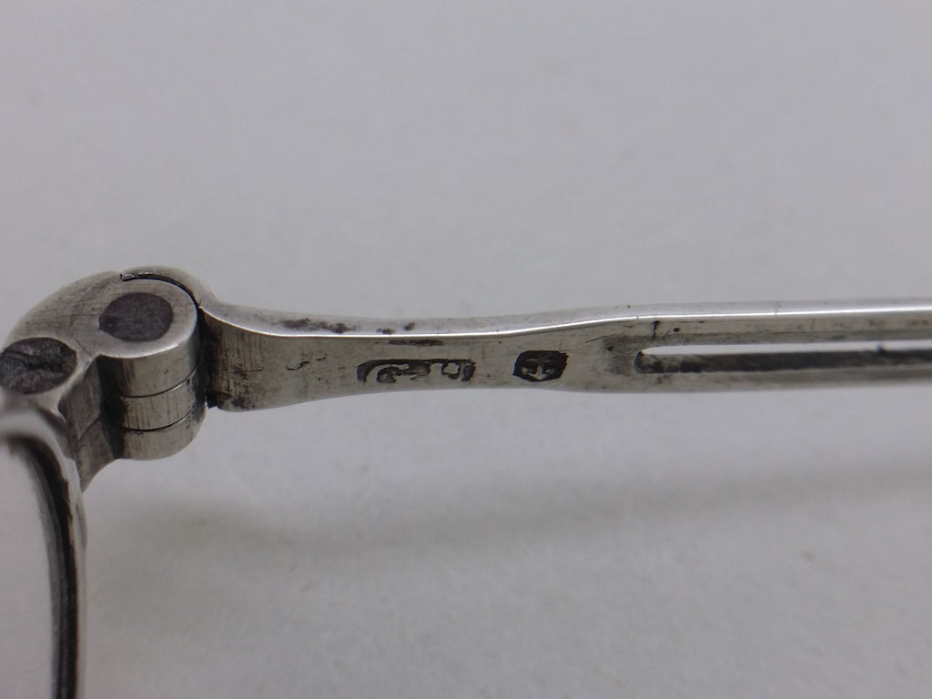 Spectacles hallmarks: George Unite makers mark GU; and anchor mark for Birmingham