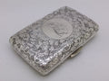 Victorian 1897 Sterling Silver Acanthus Scrolled Cigarette Case, Birmingham by Cornelius Saunders & Francis Shepherd