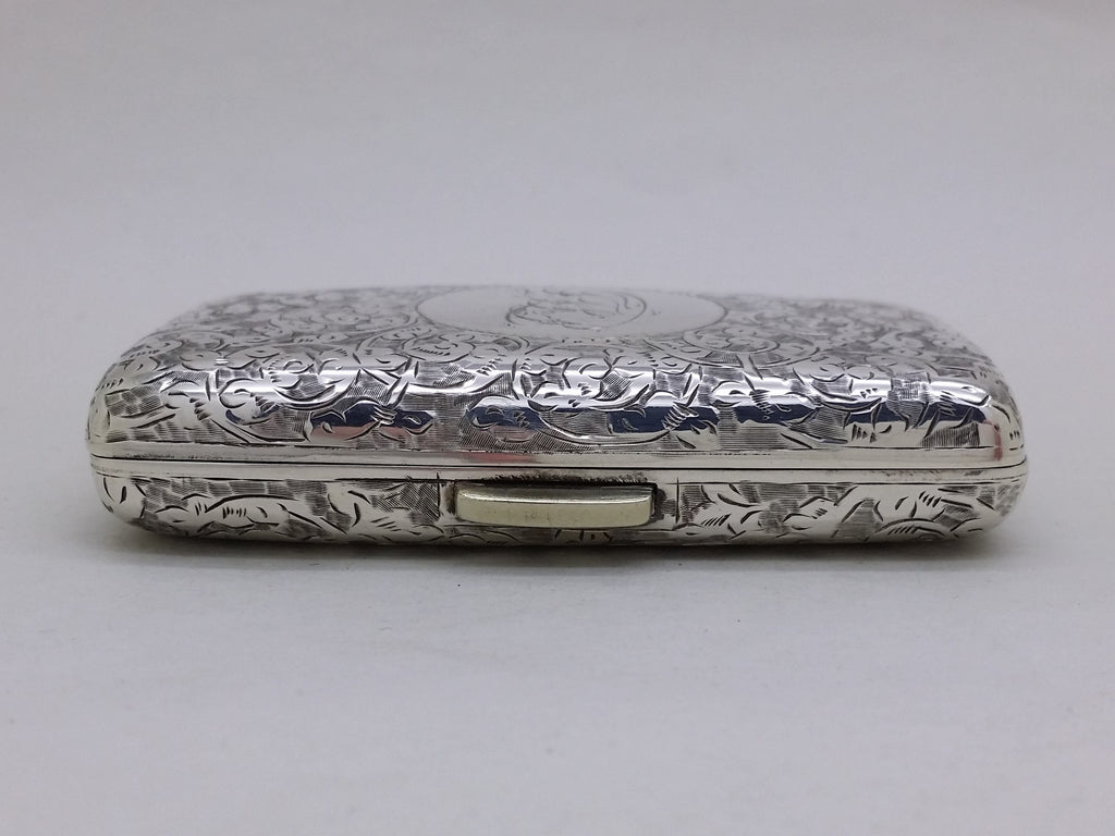 Victorian 1897 Sterling Silver Acanthus Scrolled Cigarette Case, Birmingham