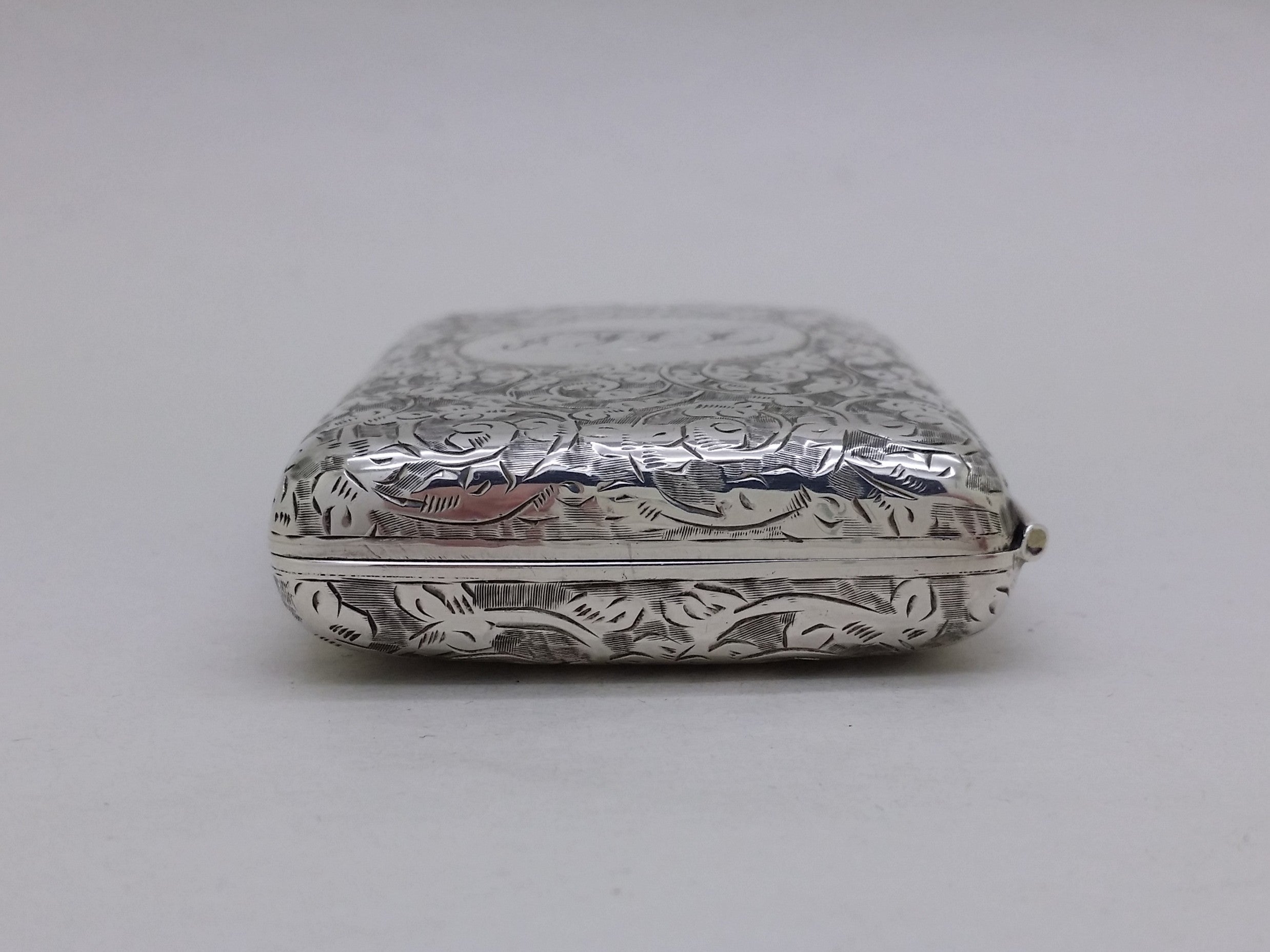 Victorian 1897 Sterling Silver Acanthus Scrolled Cigarette Case, Birmingham