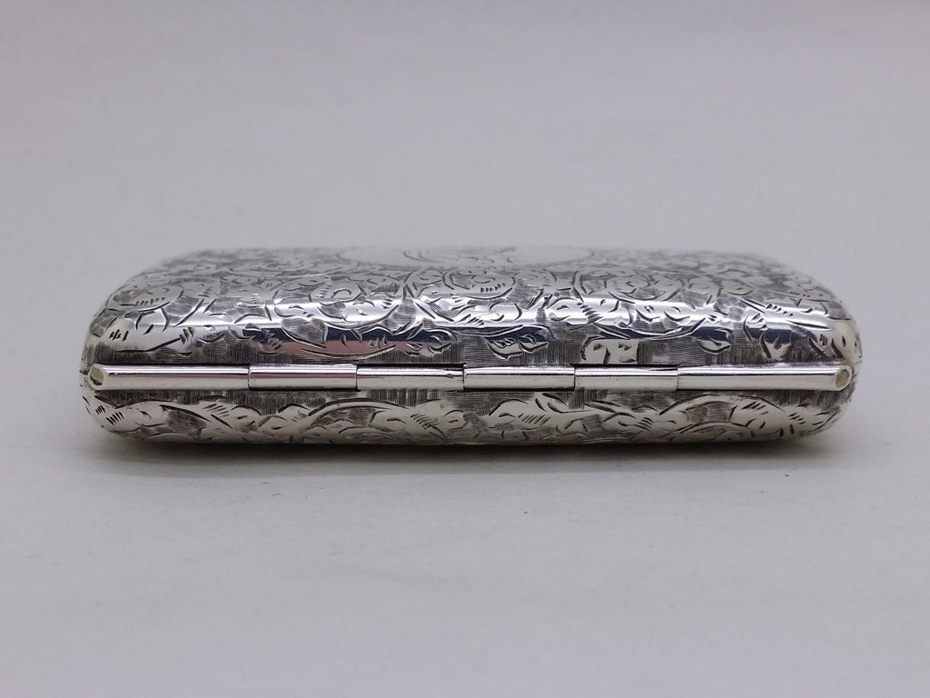 Victorian 1897 Sterling Silver Acanthus Scrolled Cigarette Case, Birmingham