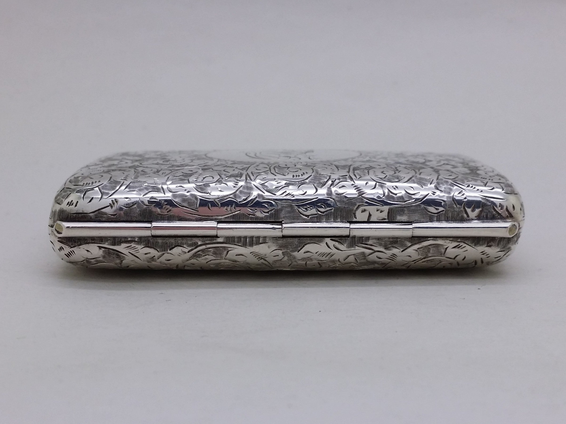 Victorian 1897 Sterling Silver Acanthus Scrolled Cigarette Case, Birmingham