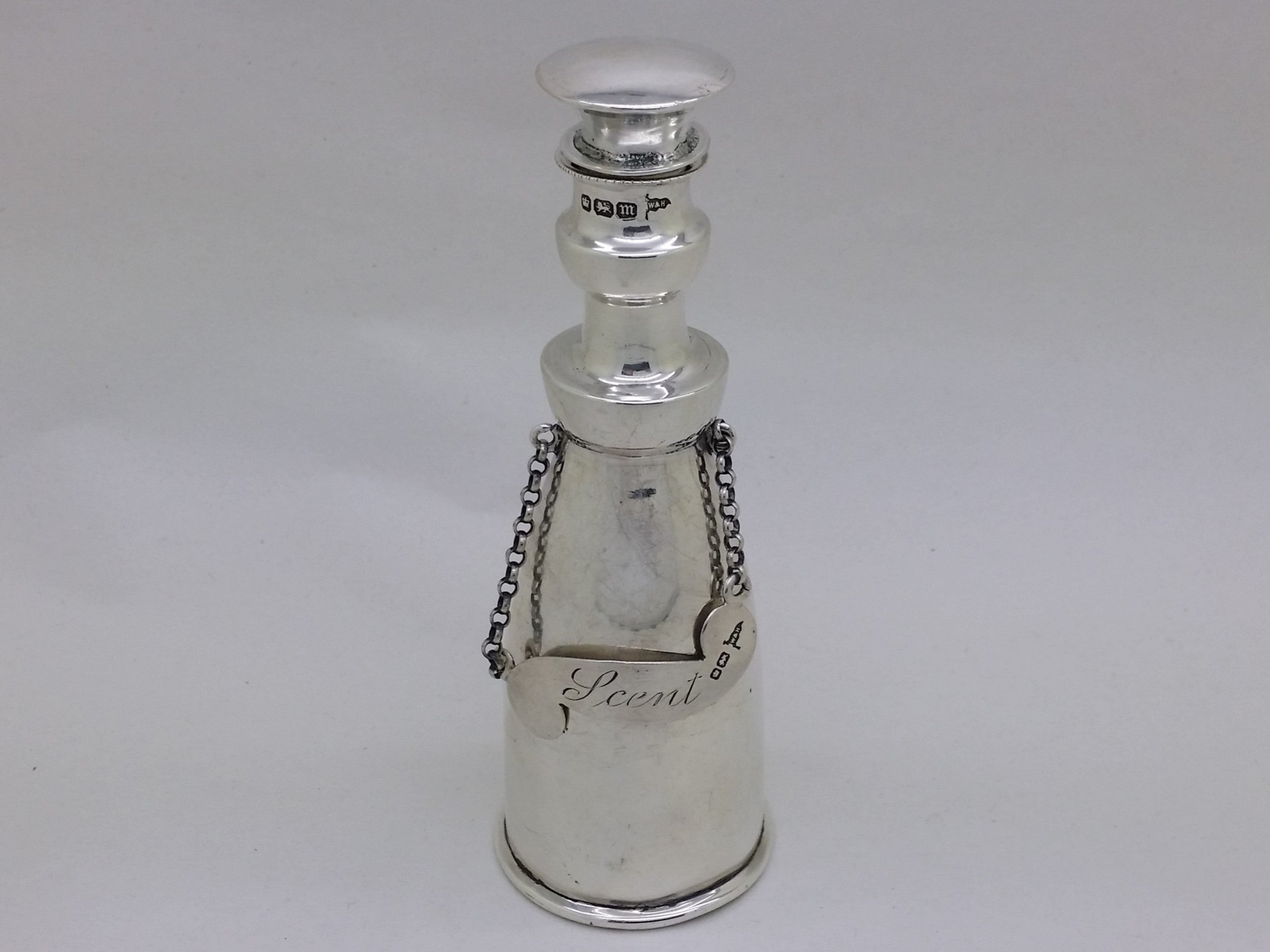 Edwardian 1904 Sterling Silver Decanter Style Scent Bottle, Sheffield by Walker & Hall