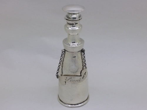 Edwardian 1904 Sterling Silver Decanter Style Scent Bottle, Sheffield by Walker & Hall