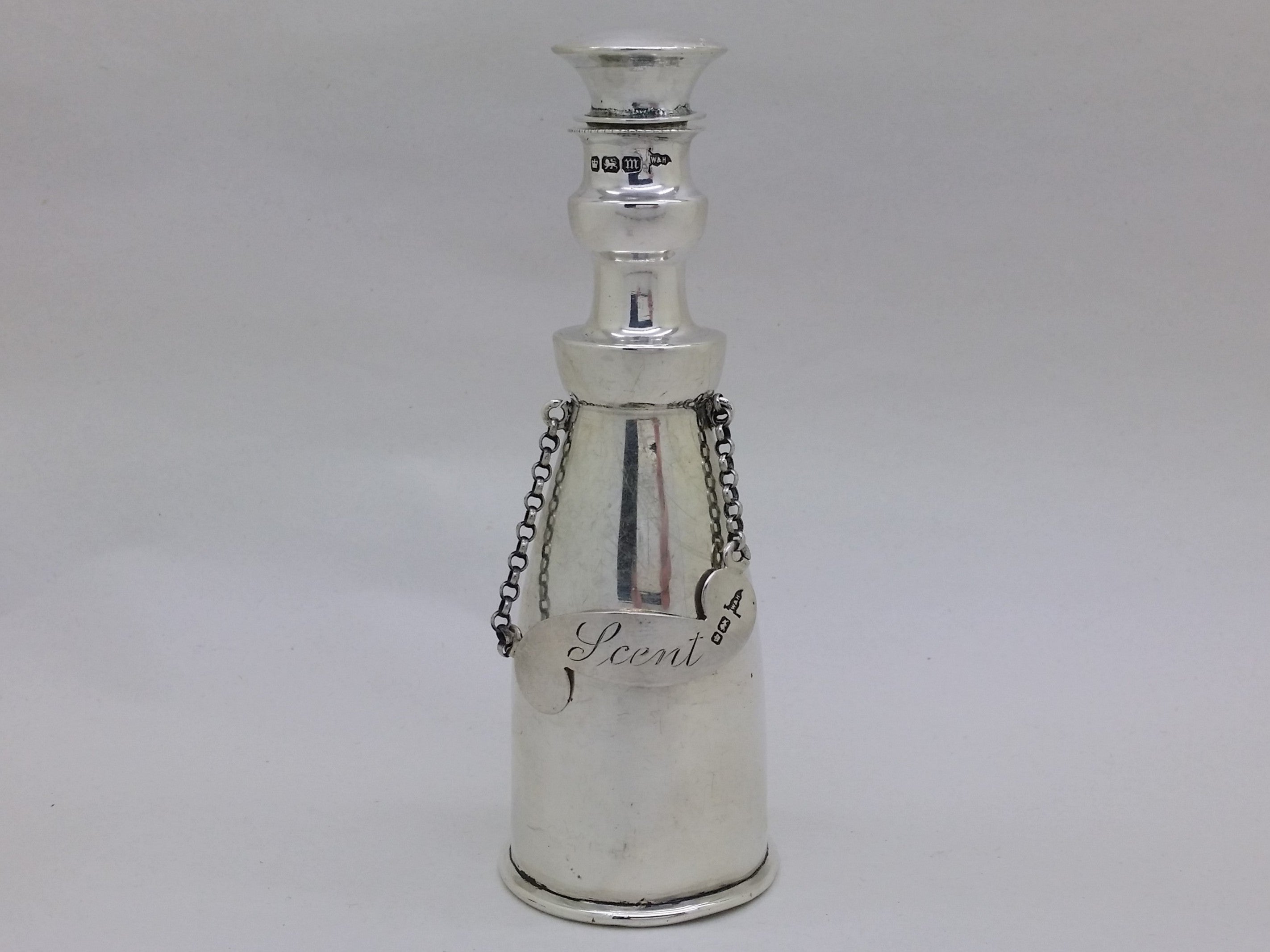 Edwardian 1904 Sterling Silver Decanter Style Scent Bottle, Sheffield