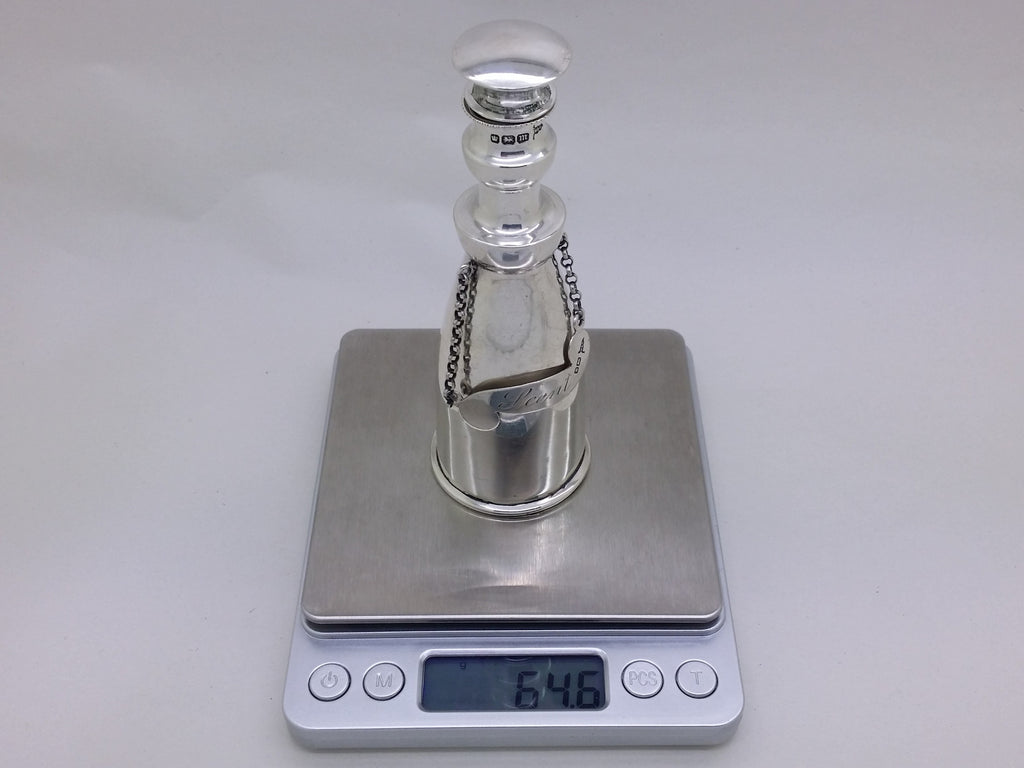 Edwardian 1904 Sterling Silver Decanter Style Scent Bottle, Sheffield