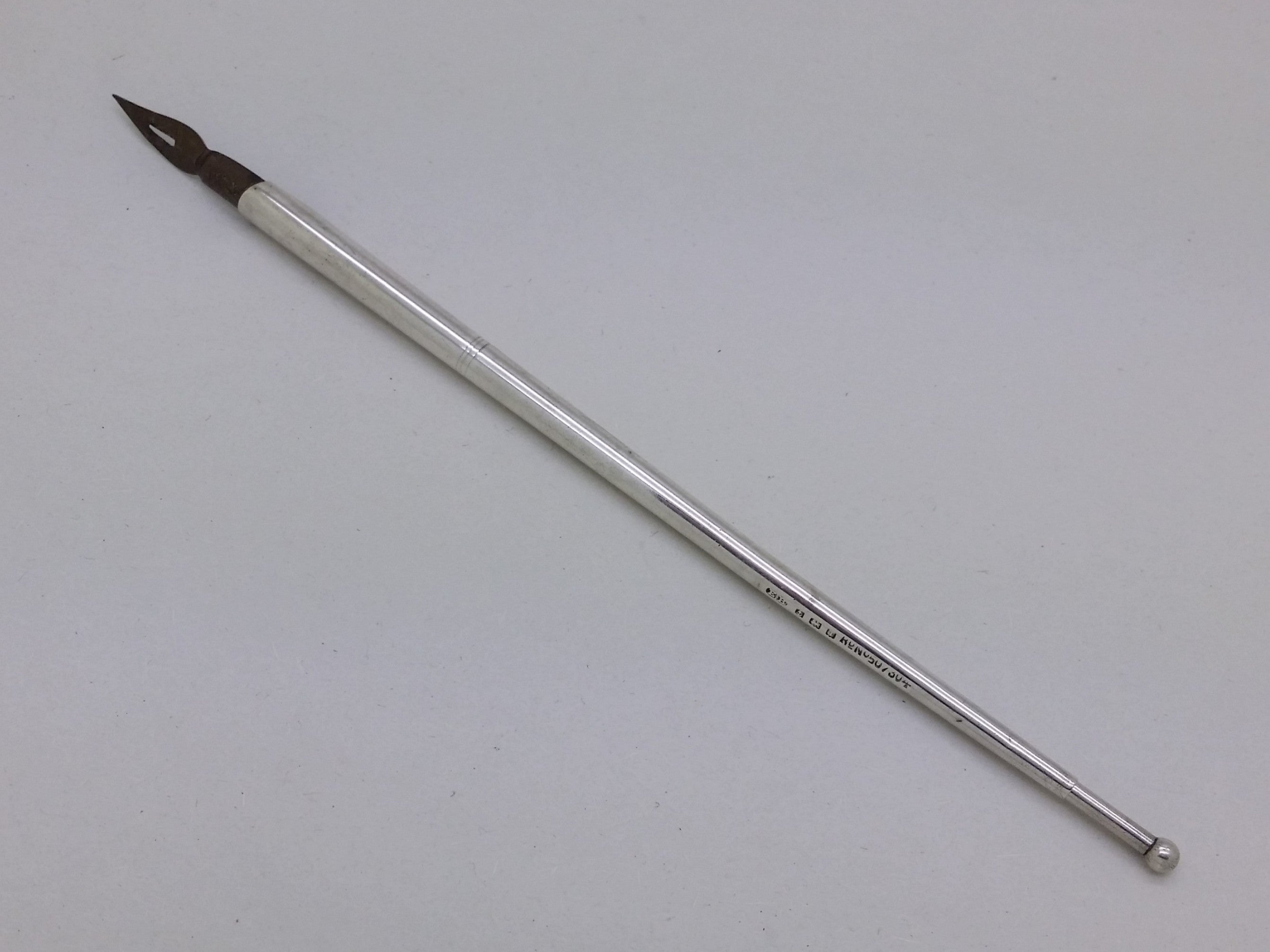 Edwardian 1908 Sterling Silver Tapered Dip Pen, Birmingham by Edward Baker & Son
