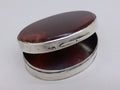 Early Victorian 1840 sterling silver & agate oval snuff box, London by George Frederick Pinnell