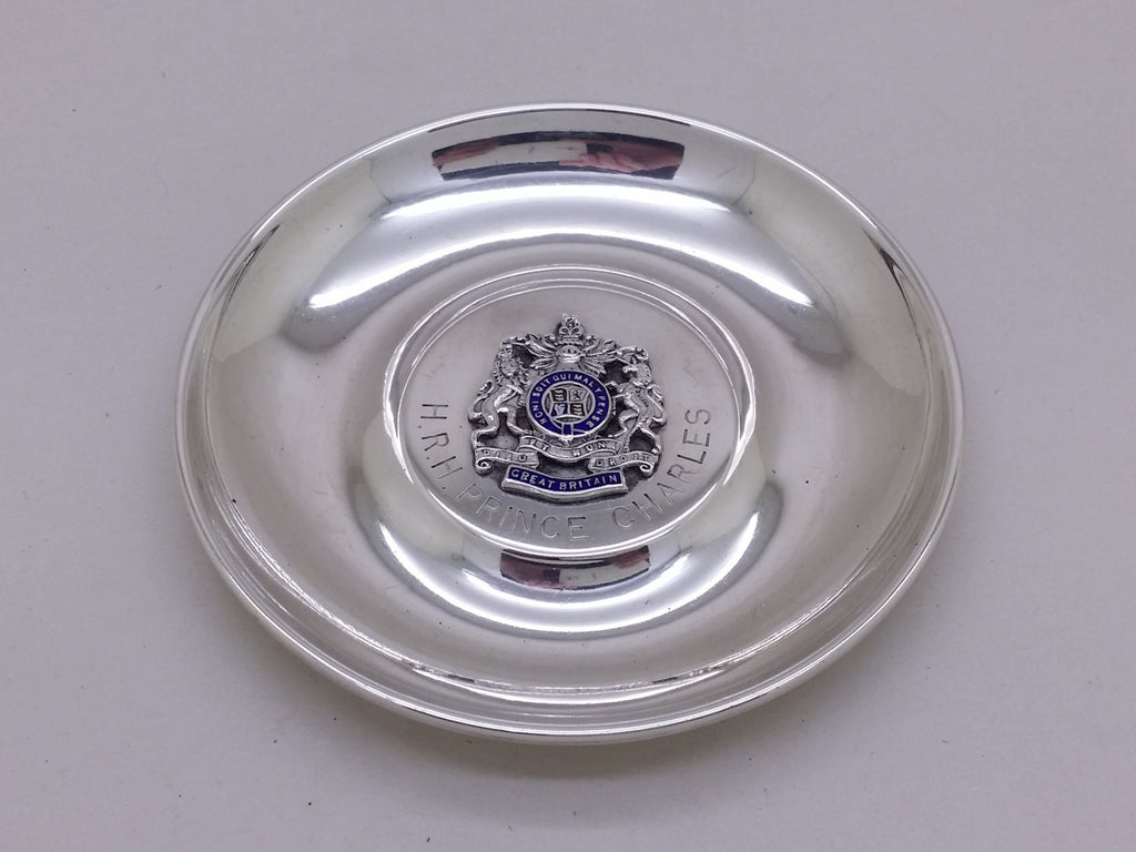 Elizabeth II 1968 Sterling Silver Prince Charles 4" Trinket Dish, Birmingham by S J Rose & Son