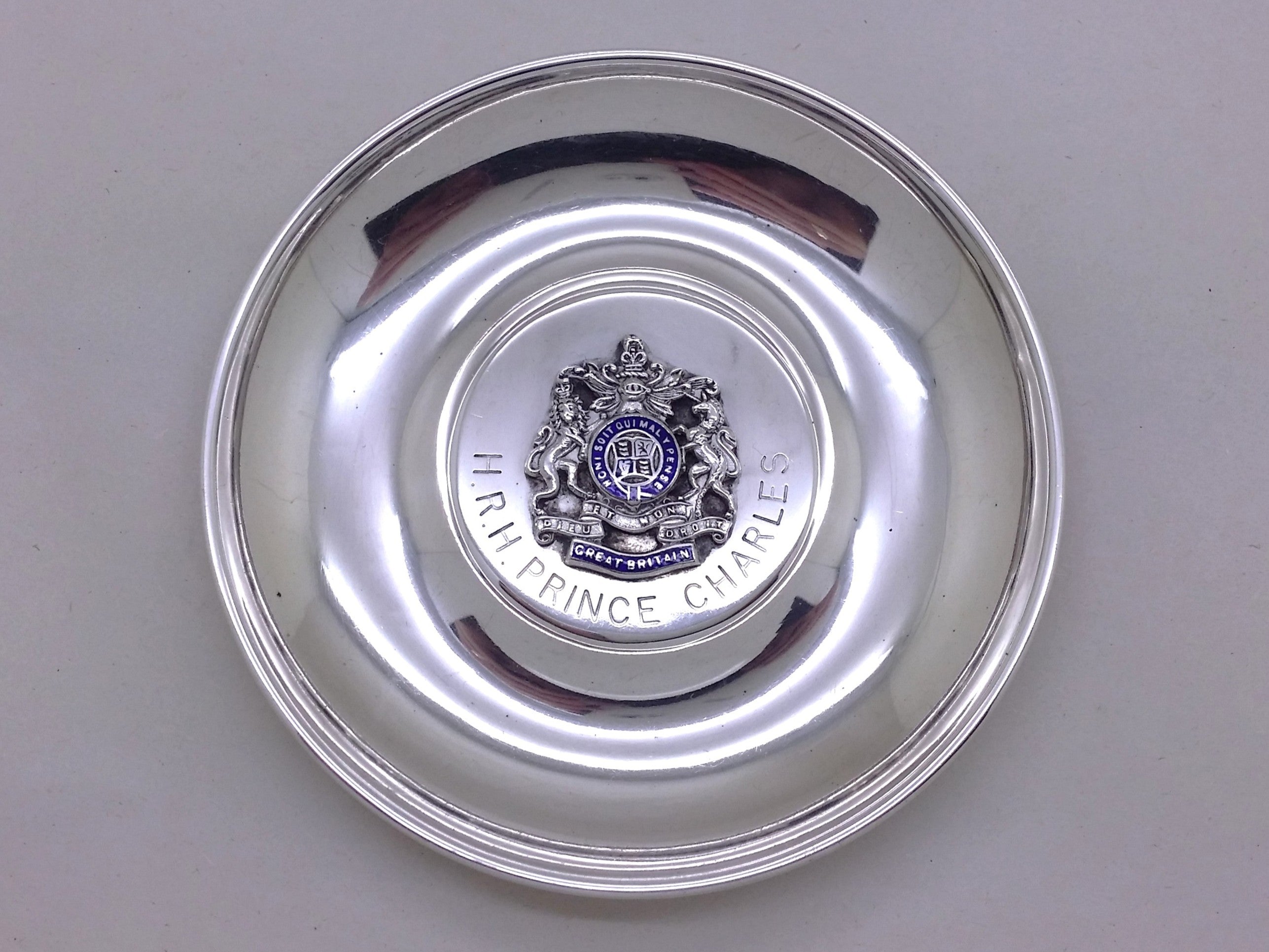 Elizabeth II 1968 Sterling Silver Prince Charles 4" Trinket Dish, Birmingham