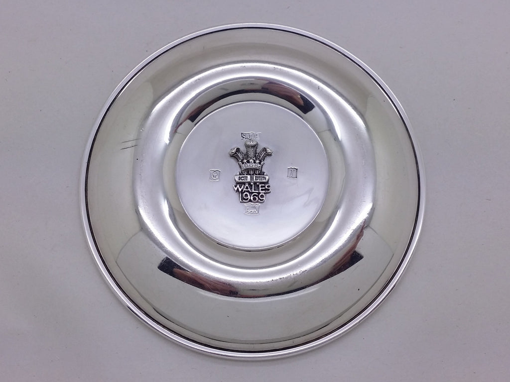 Elizabeth II 1968 Sterling Silver Prince Charles 4" Trinket Dish, Birmingham