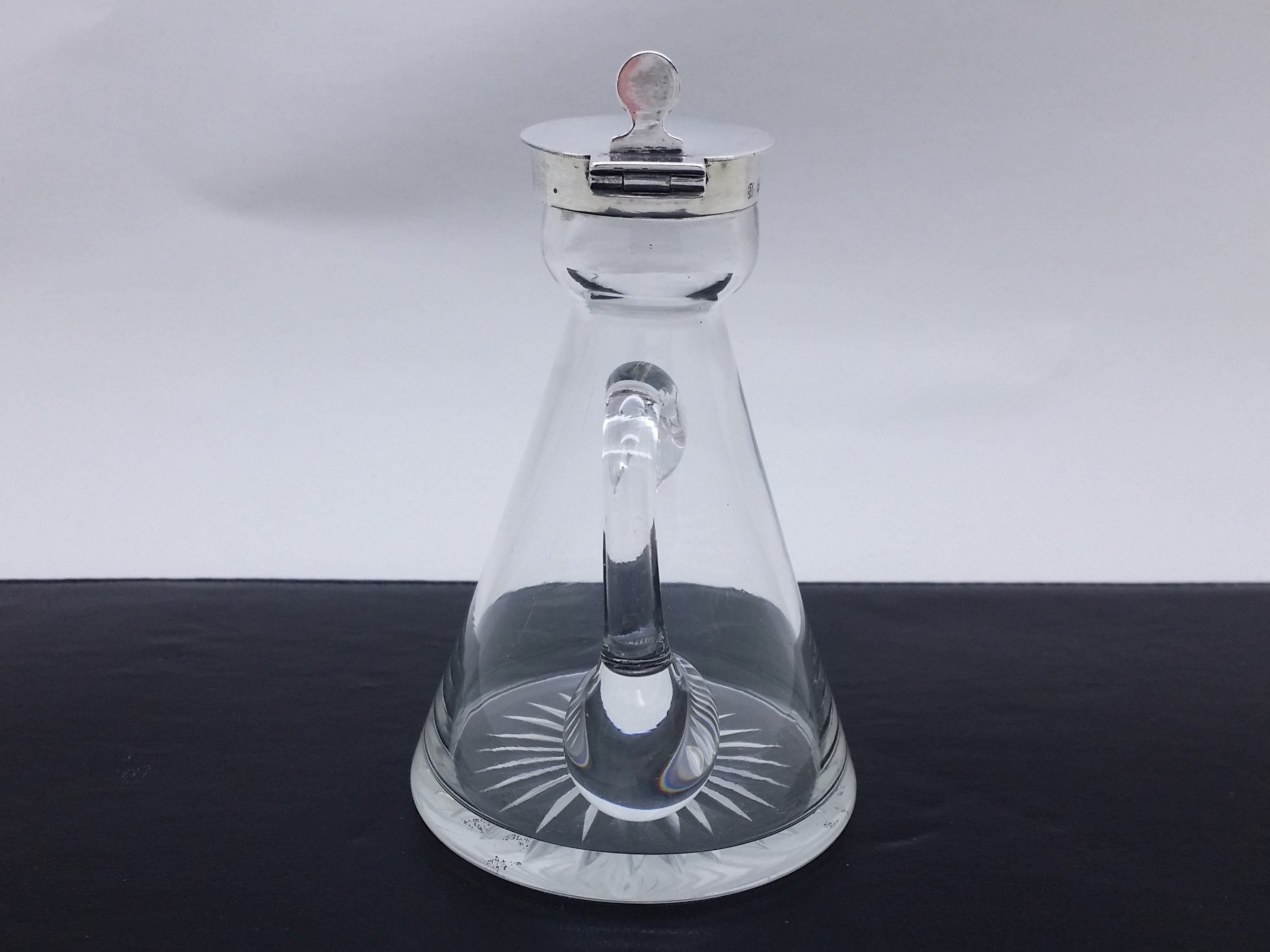 Edwardian 1906 Sterling Silver & Glass WHISKY Noggin Decanter, Birmingham