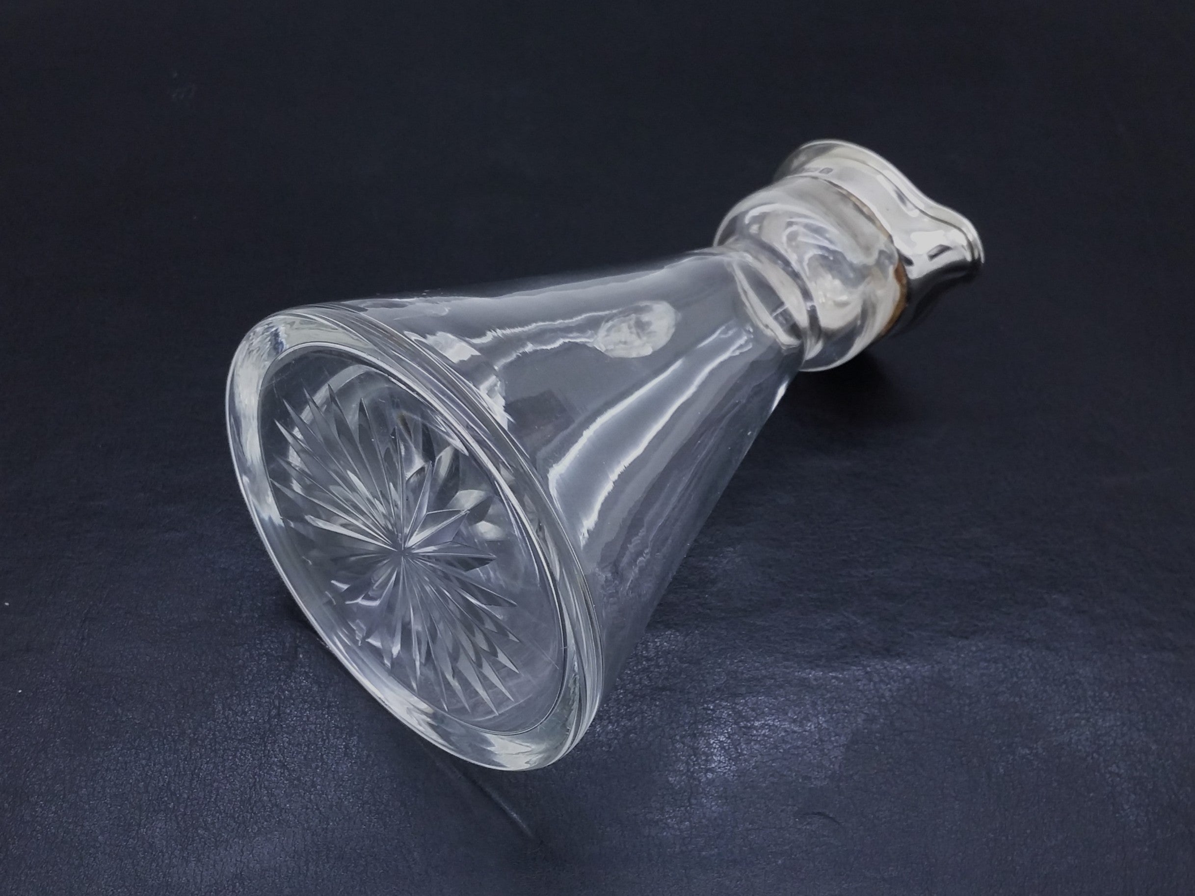 Edwardian 1906 Sterling Silver & Glass WHISKY Noggin Decanter, Birmingham