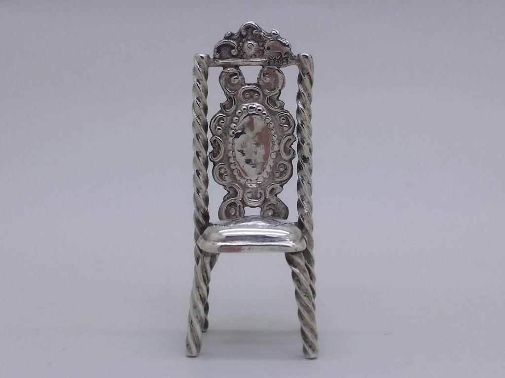 Dutch 19th Century Continental Silver Miniature Chair, Amsterdam