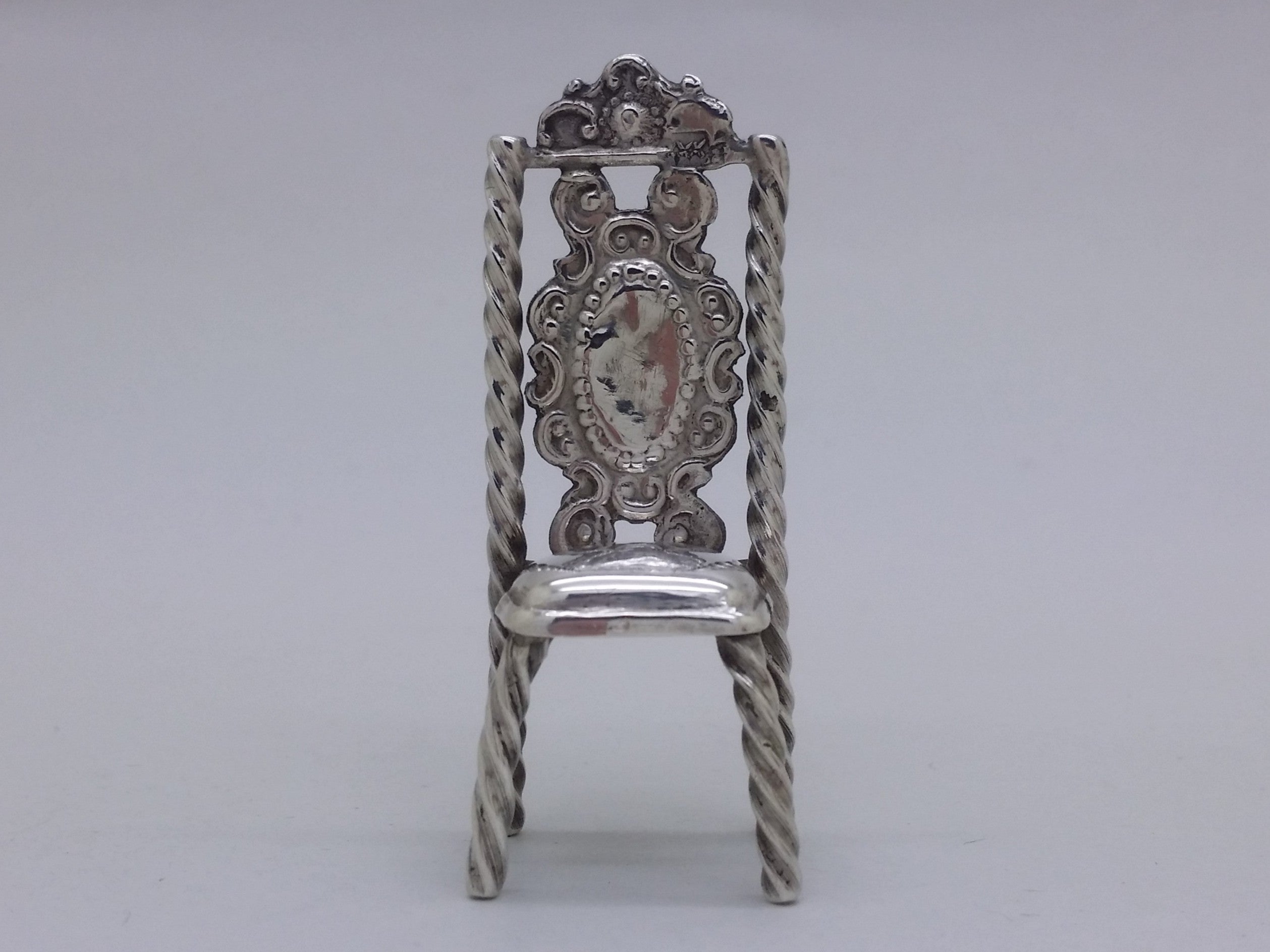 Dutch 19th Century Continental Silver Miniature Chair, Amsterdam