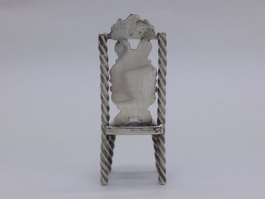 Dutch 19th Century Continental Silver Miniature Chair, Amsterdam