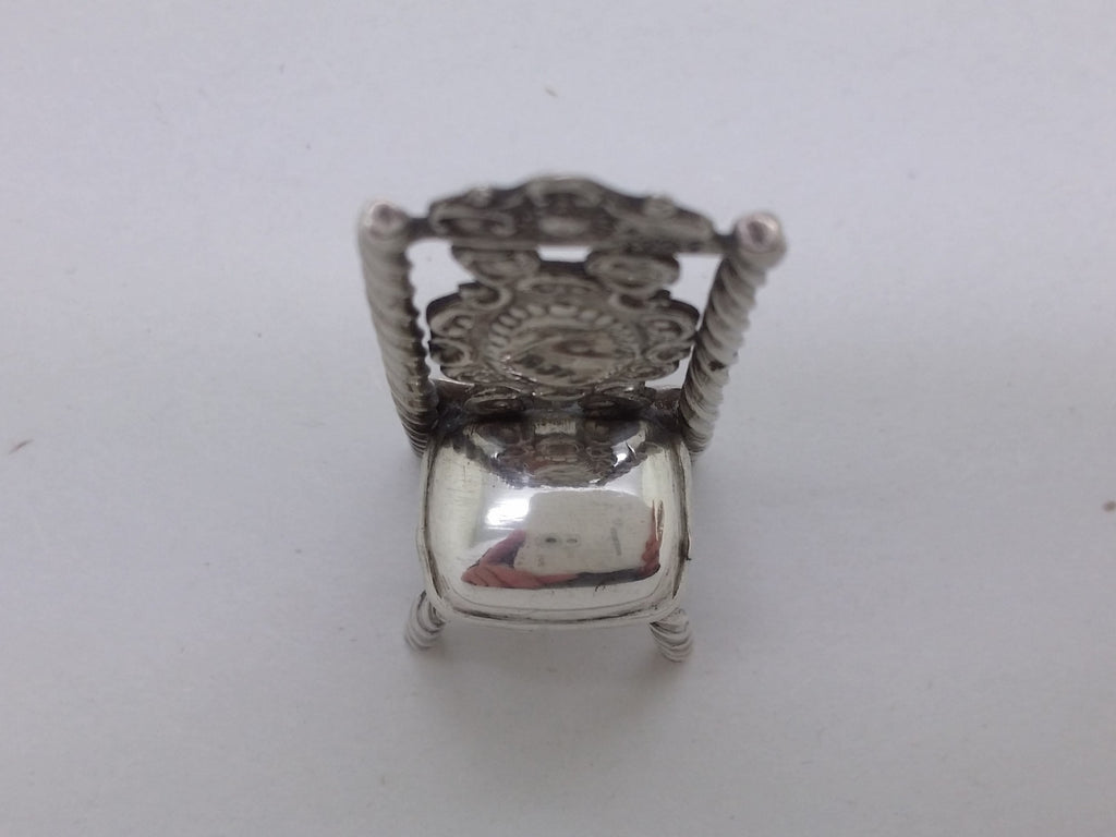 Dutch 19th Century Continental Silver Miniature Chair, Amsterdam