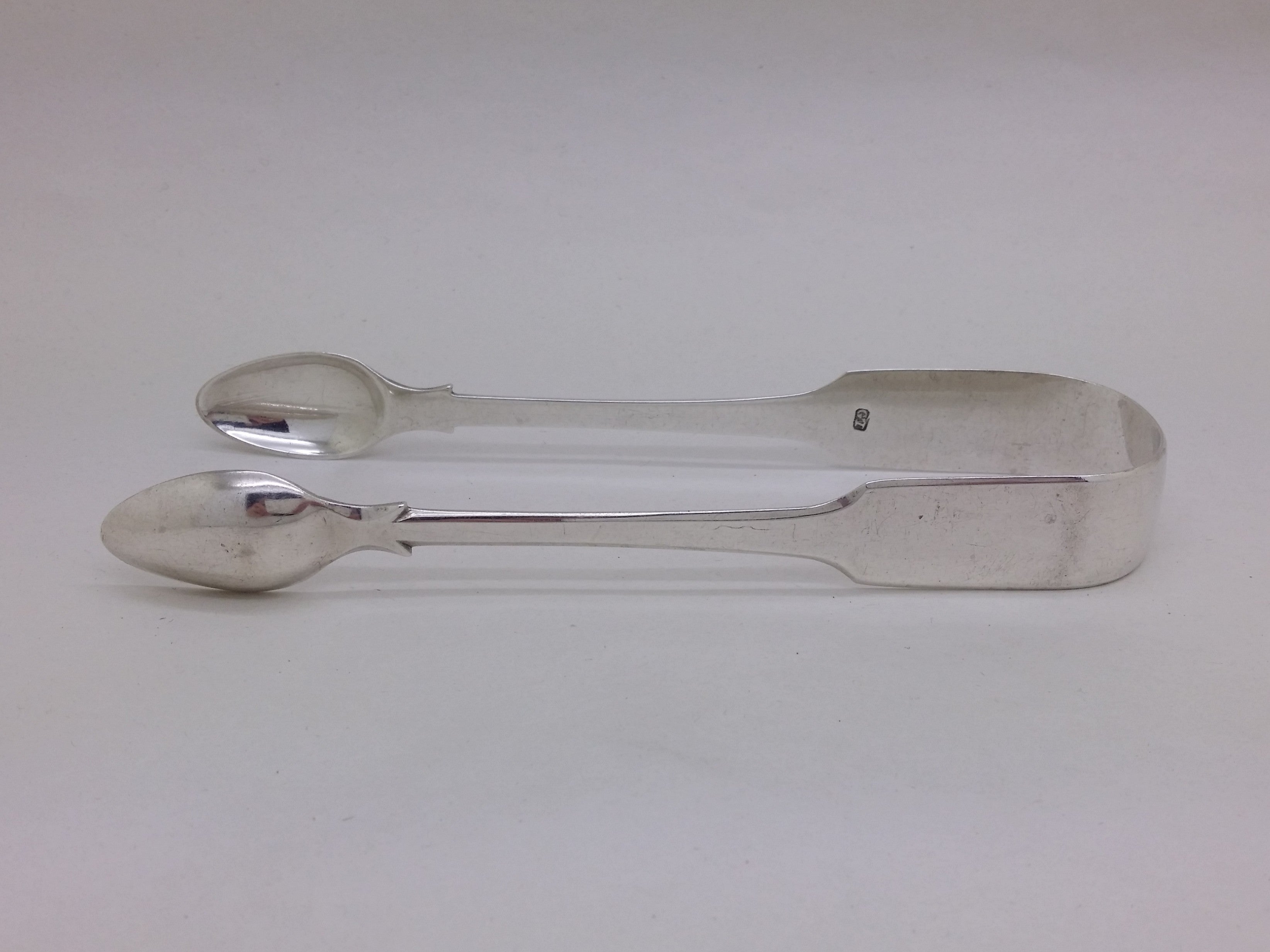 George III Regency 1816 Sterling Silver Fiddle Pattern Sugar Tongs, Exeter