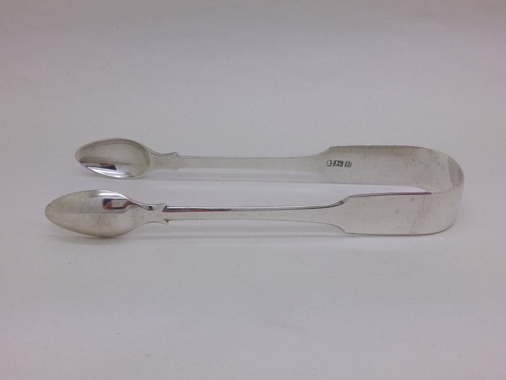 George III Regency 1816 Sterling Silver Fiddle Pattern Sugar Tongs, Exeter