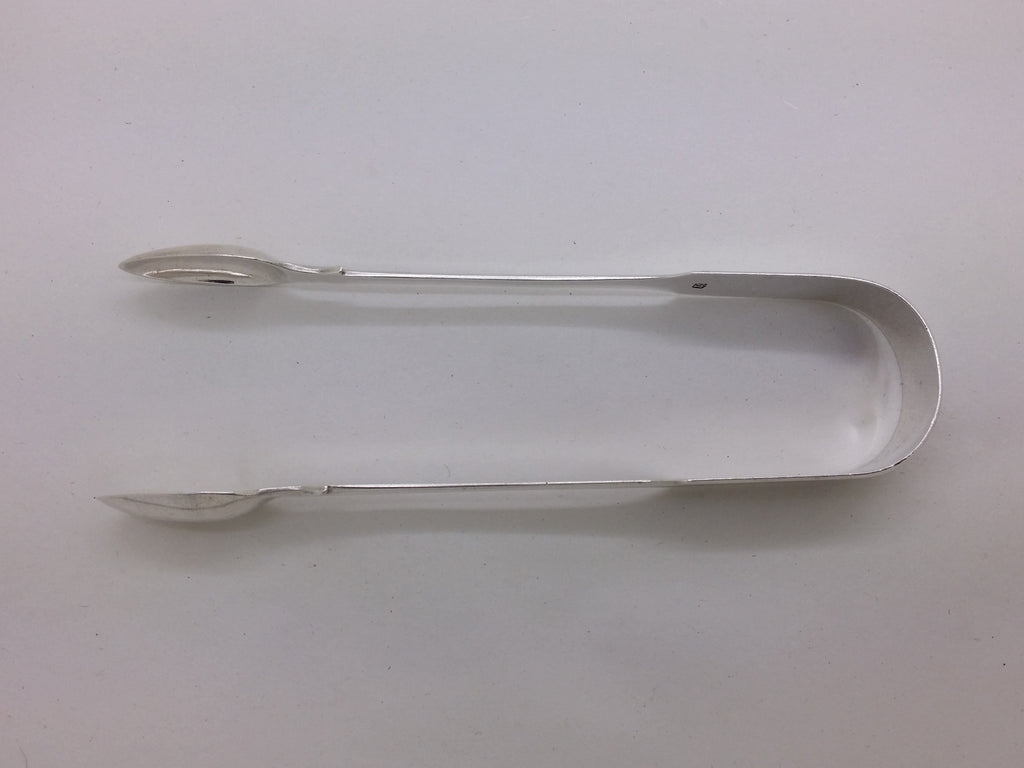 George III Regency 1816 Sterling Silver Fiddle Pattern Sugar Tongs, Exeter