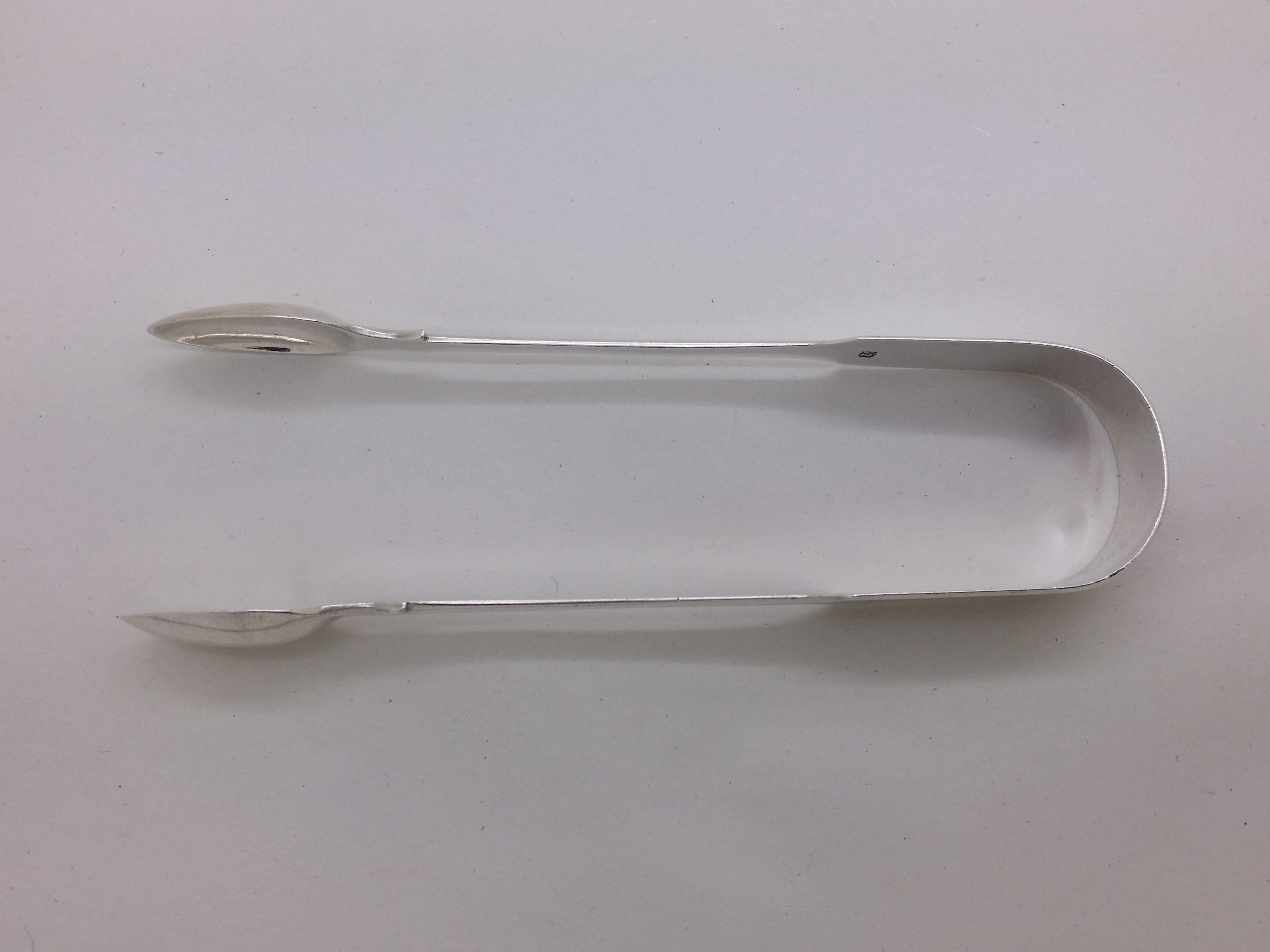 George III Regency 1816 Sterling Silver Fiddle Pattern Sugar Tongs, Exeter