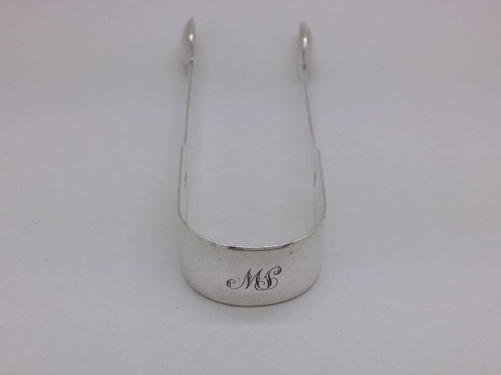 George III Regency 1816 Sterling Silver Fiddle Pattern Sugar Tongs, Exeter