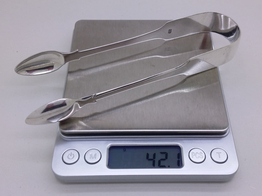 George III Regency 1816 Sterling Silver Fiddle Pattern Sugar Tongs, Exeter