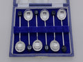Elizabeth II 1970 cased set of 6 sterling silver coffee bean spoons, Sheffield by Cooper Brothers & Sons.