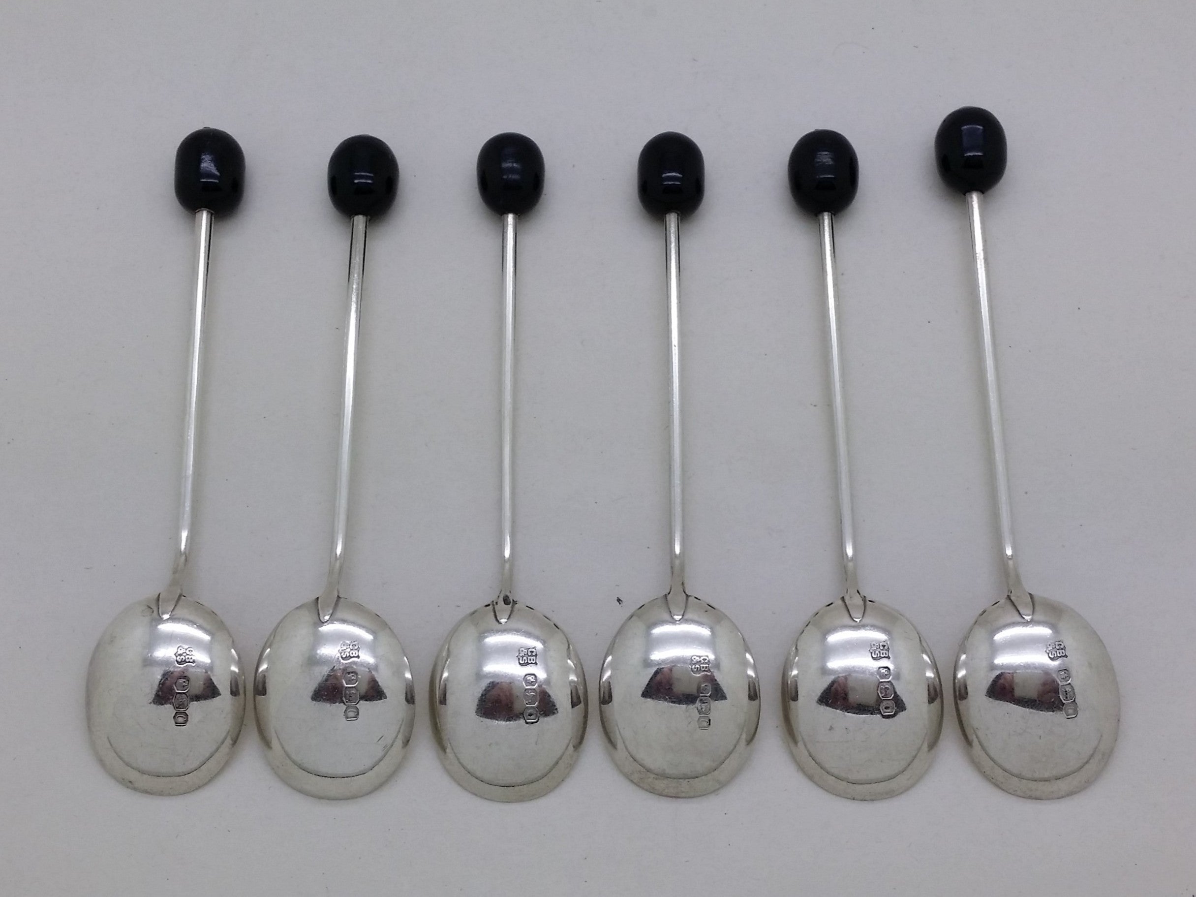 Elizabeth II 1970 Cased Set of 6 Sterling Silver Coffee Bean Spoons, Sheffield