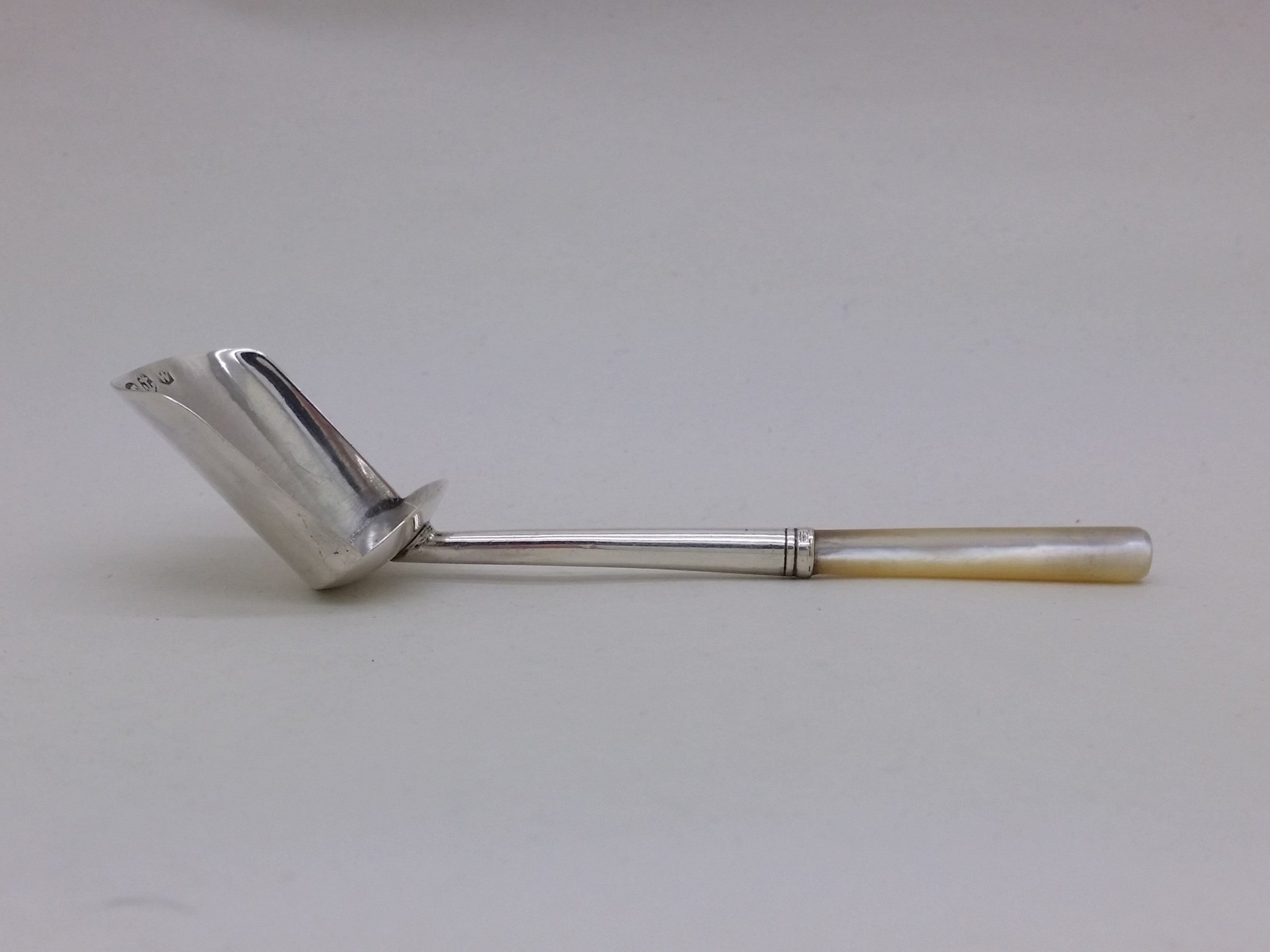 George IV 1820 Sterling Silver & Mother of Pearl Caddy Spoon, Birmingham