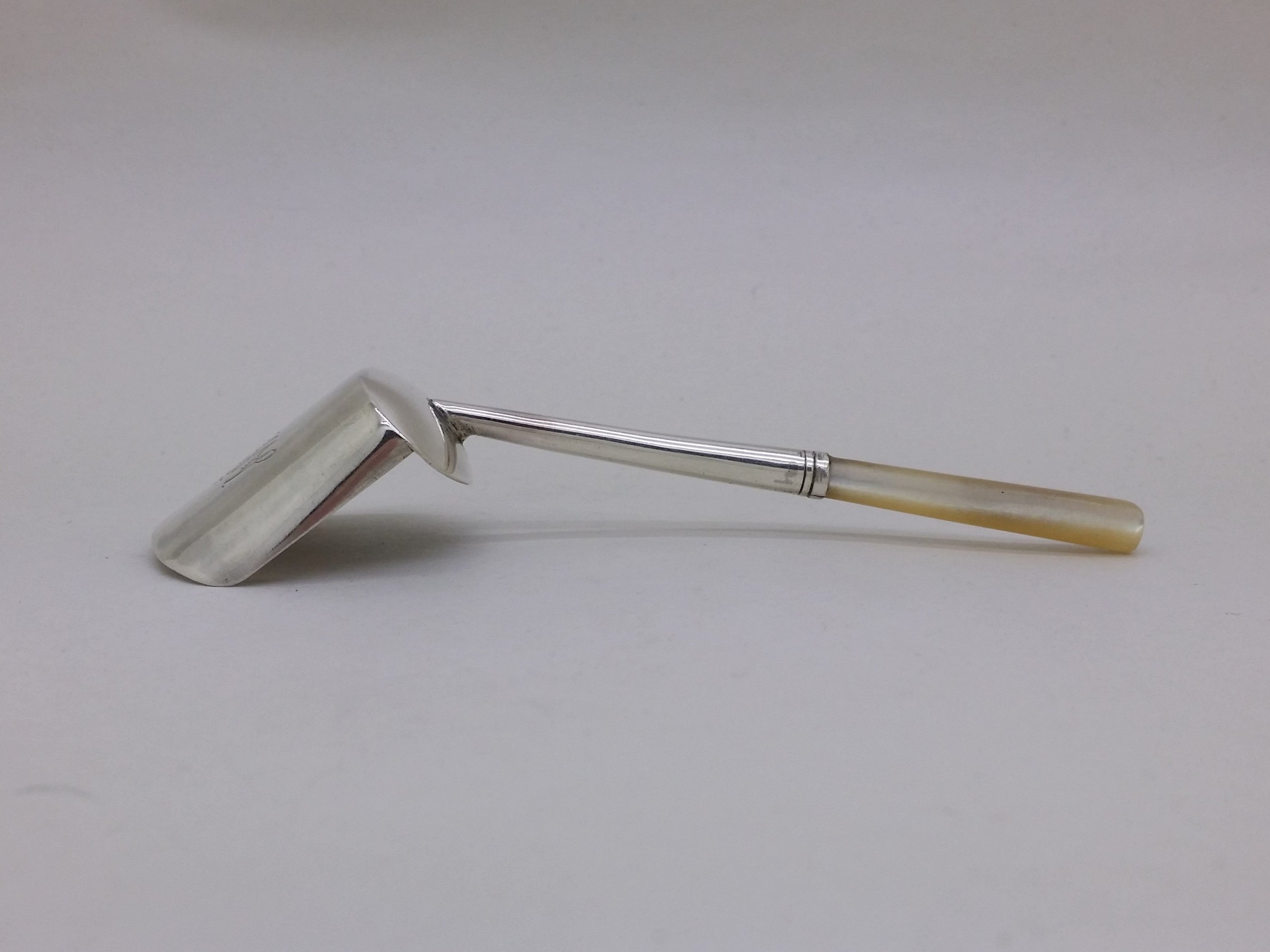 George IV 1820 Sterling Silver & Mother of Pearl Caddy Spoon, Birmingham