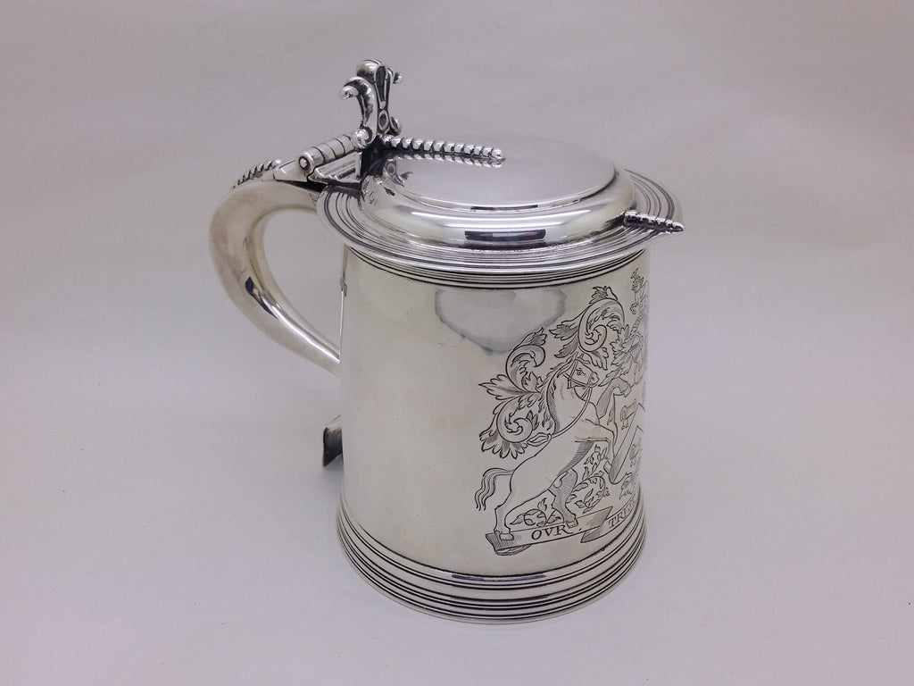 Victorian 1894 Sterling Silver Saddlers Co 1pt Lidded Tankard, London