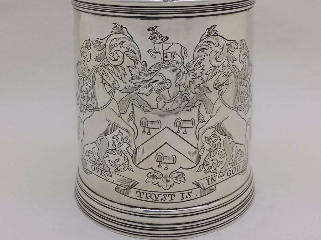 Victorian 1894 Sterling Silver Saddlers Co 1pt Lidded Tankard, London