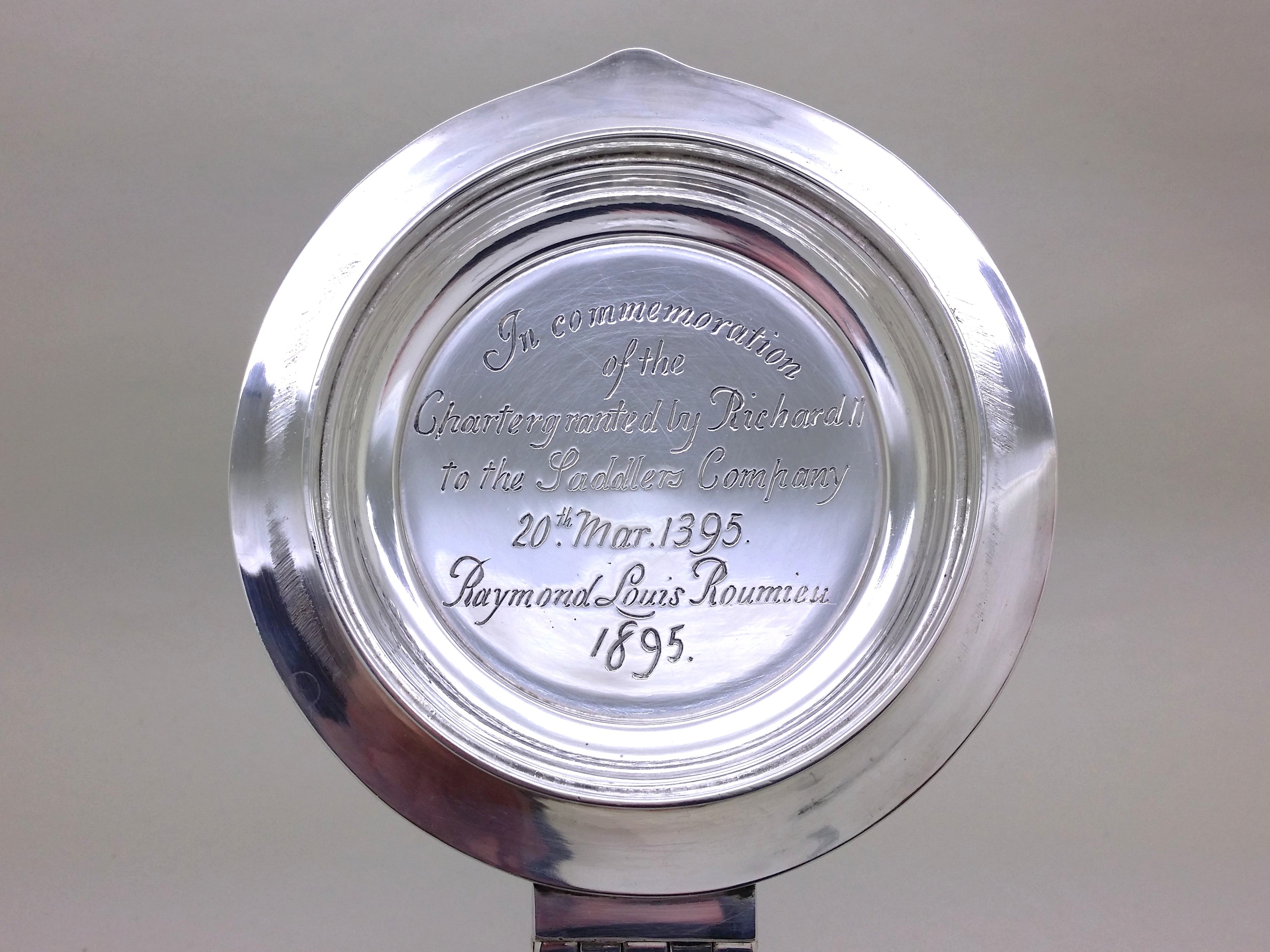 Victorian 1894 Sterling Silver Saddlers Co 1pt Lidded Tankard, London