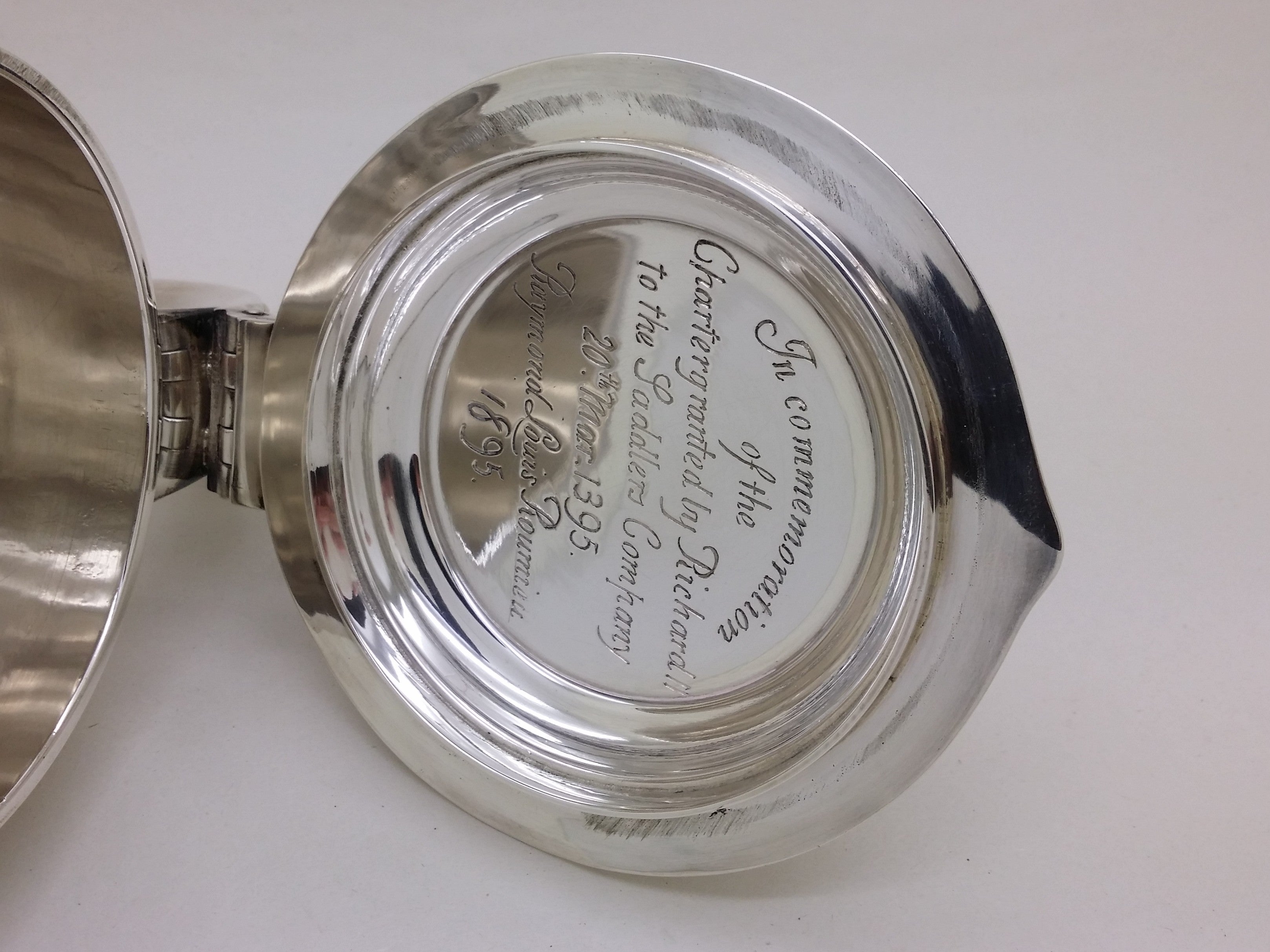 Victorian 1894 Sterling Silver Saddlers Co 1pt Lidded Tankard, London