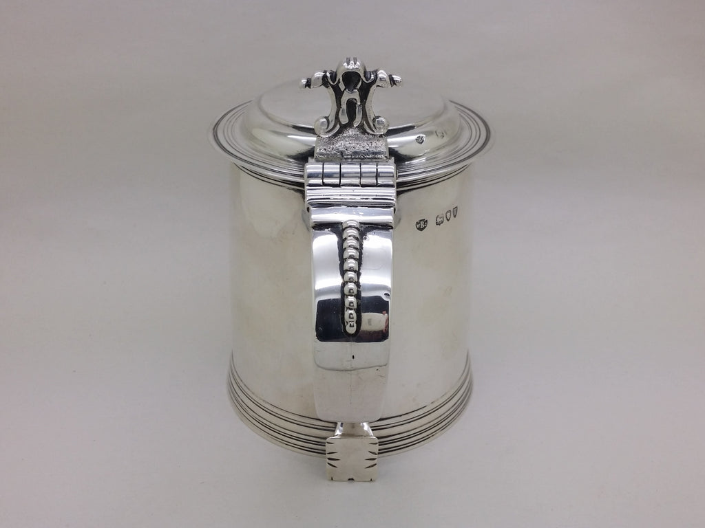 Victorian 1894 Sterling Silver Saddlers Co 1pt Lidded Tankard, London
